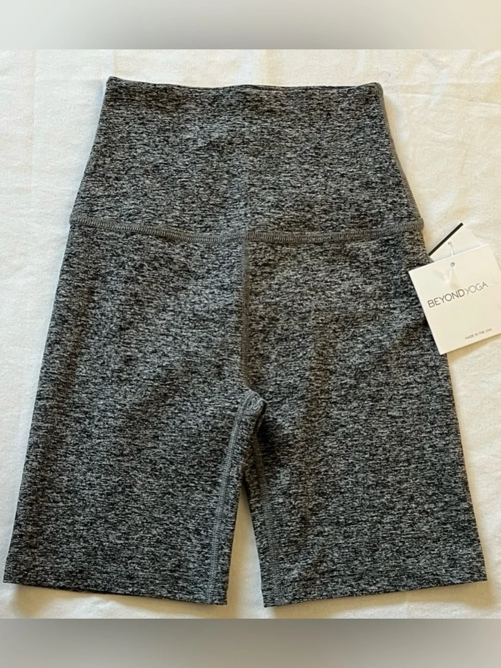 NWT Beyond Yoga Charcoal Heather High-Waist Athletic Bike Shorts